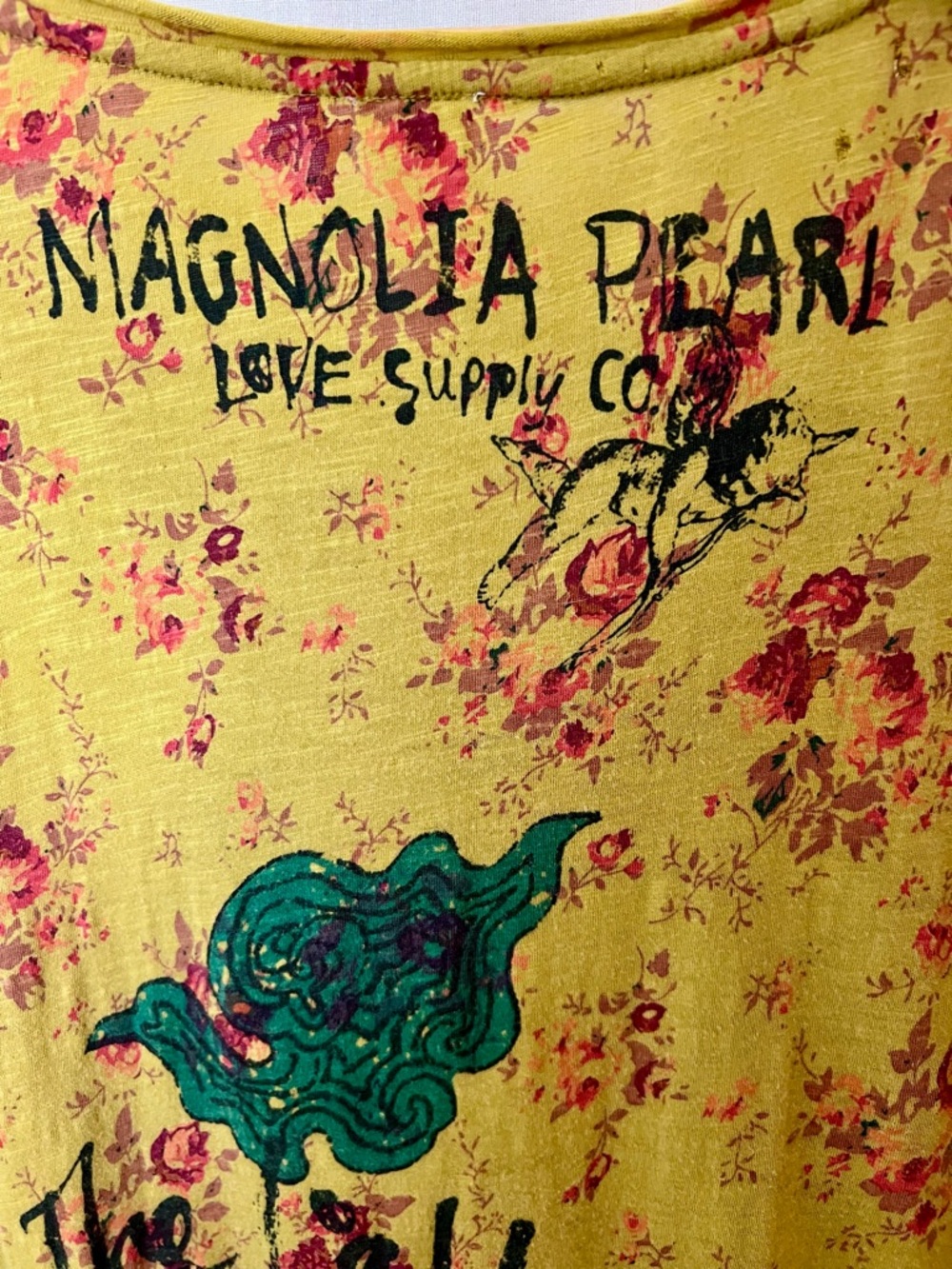 Magnolia Pearl Kathmandu Dragon Tee Floral Distressed Boho OS - Picture 6 of 6